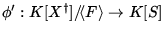 $ \phi':K[X^\dagger]/\! \langle F \rangle \to K[S]$